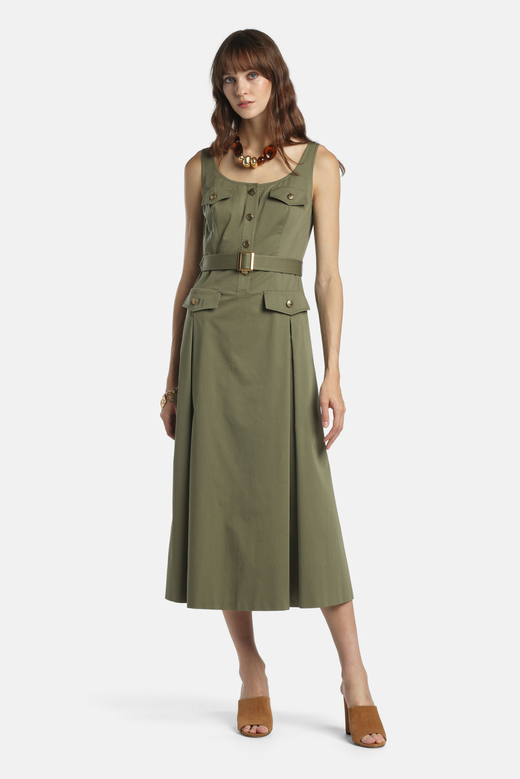 Poltrona Sleeveless Maxi Dress in Green, primary view