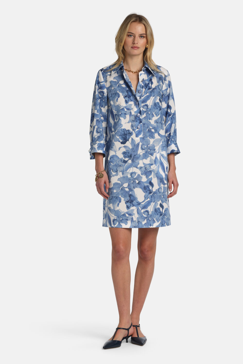 Pungente Floral Minidress in Bluette, primary view [fp-color:bluette]