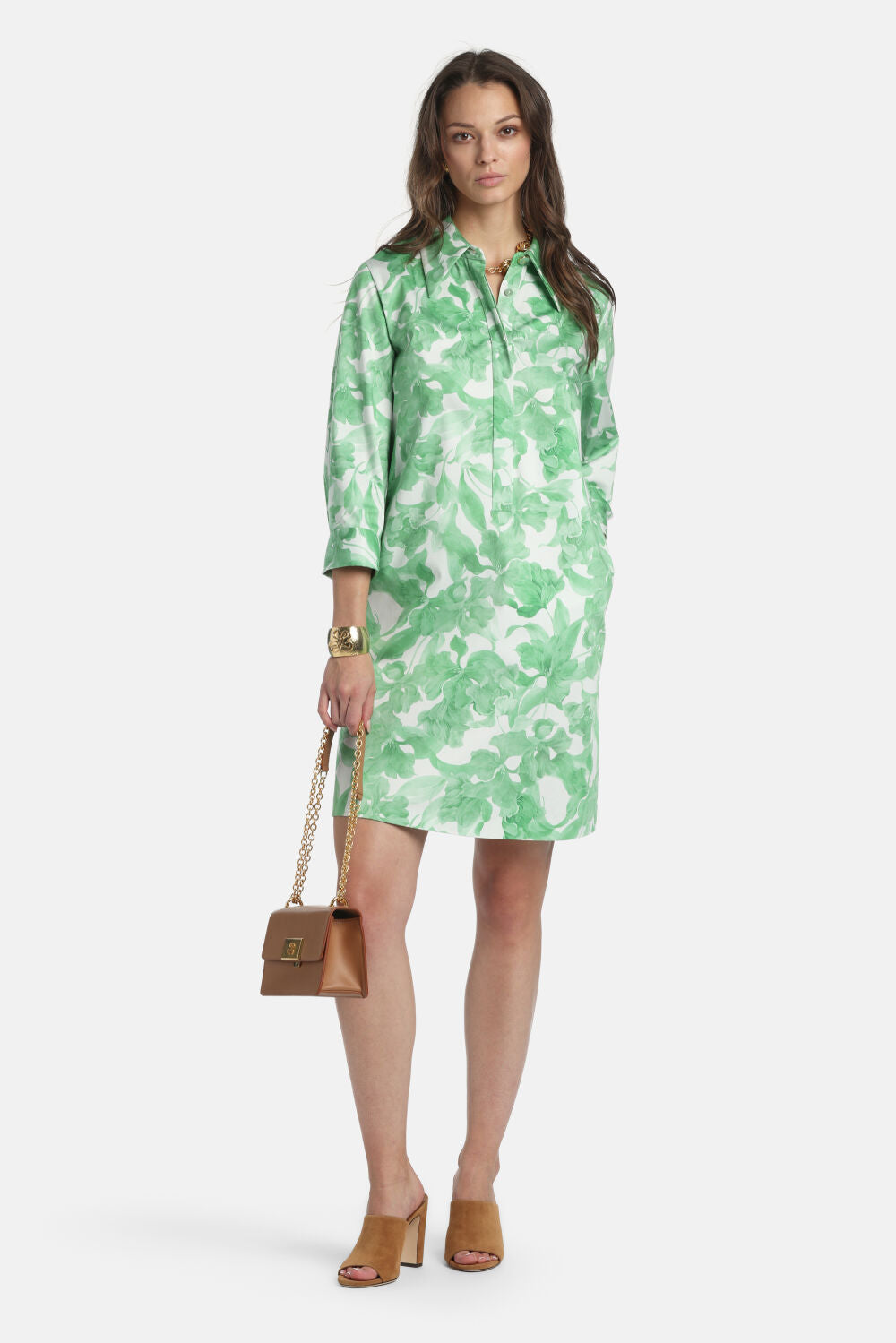 Pungente Floral Minidress in Green, primary view