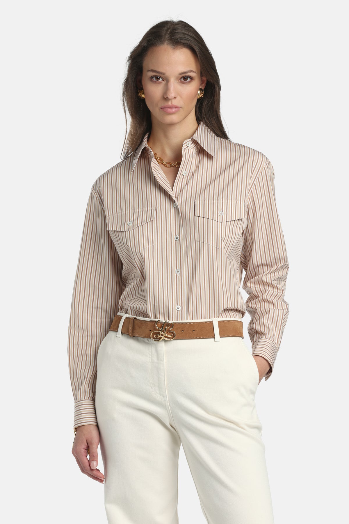 Berna Shirt With Pockets in Brown, primary view