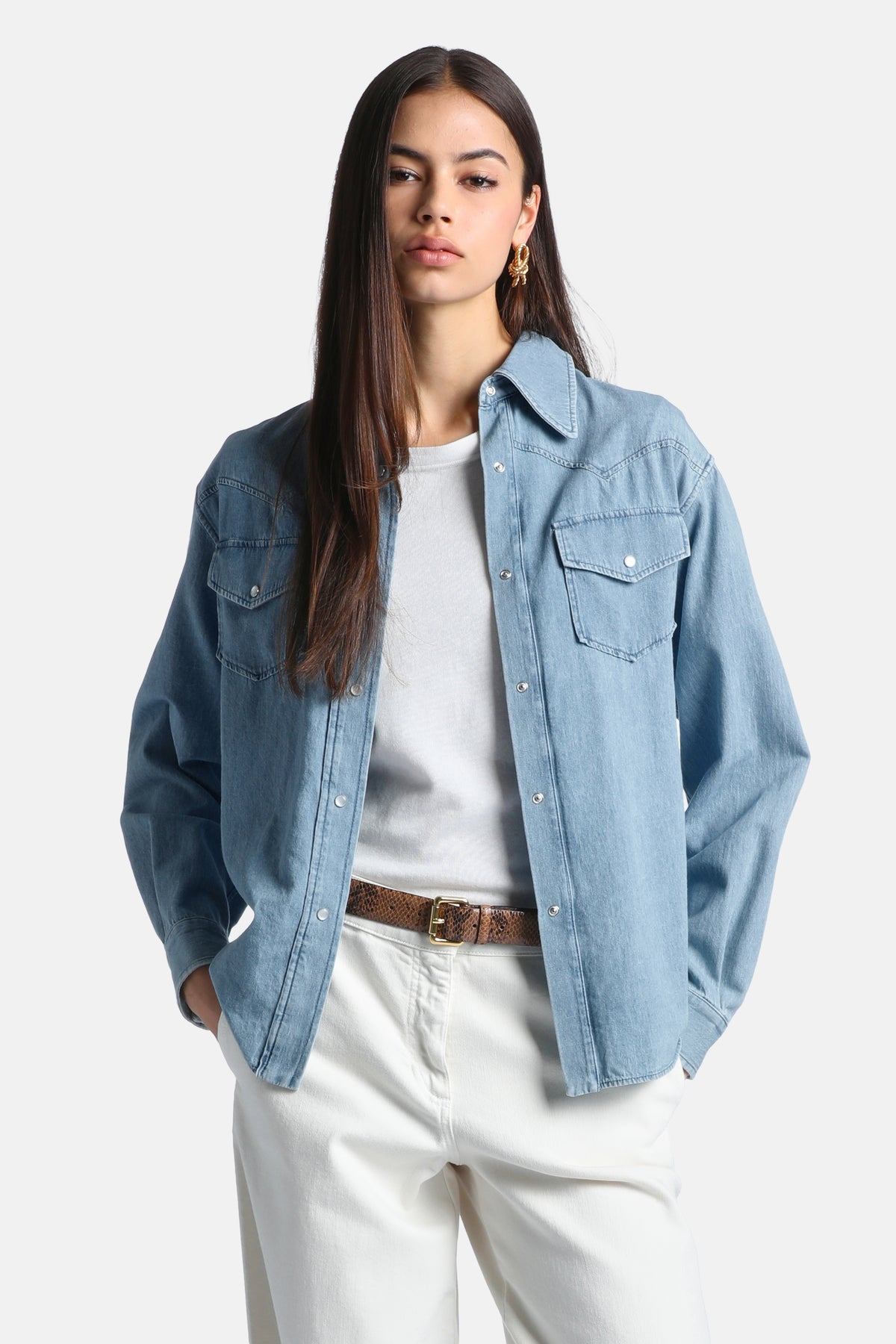 Jbricca Denim Shirt in Blue, primary view