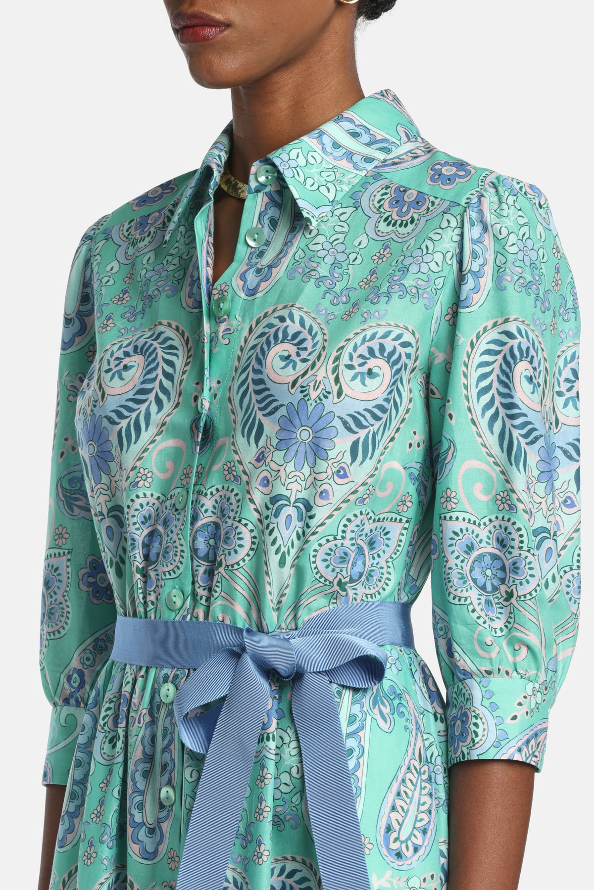 Pampa Midi Shirt Dress in Green, view 3