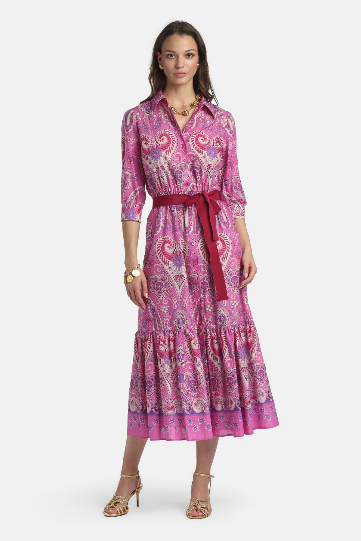 Pampa Midi Shirt Dress in Fuchsia, primary view