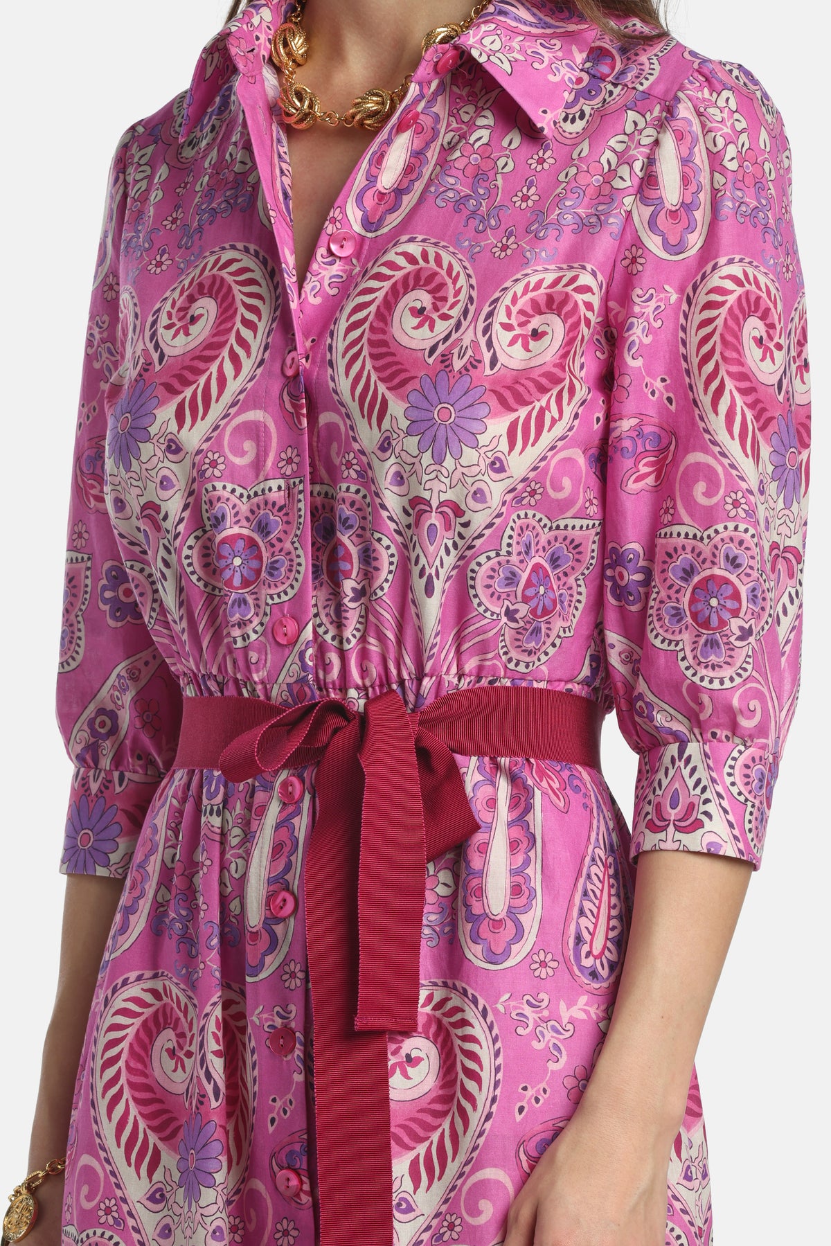 Pampa Midi Shirt Dress in Fuchsia, view 3
