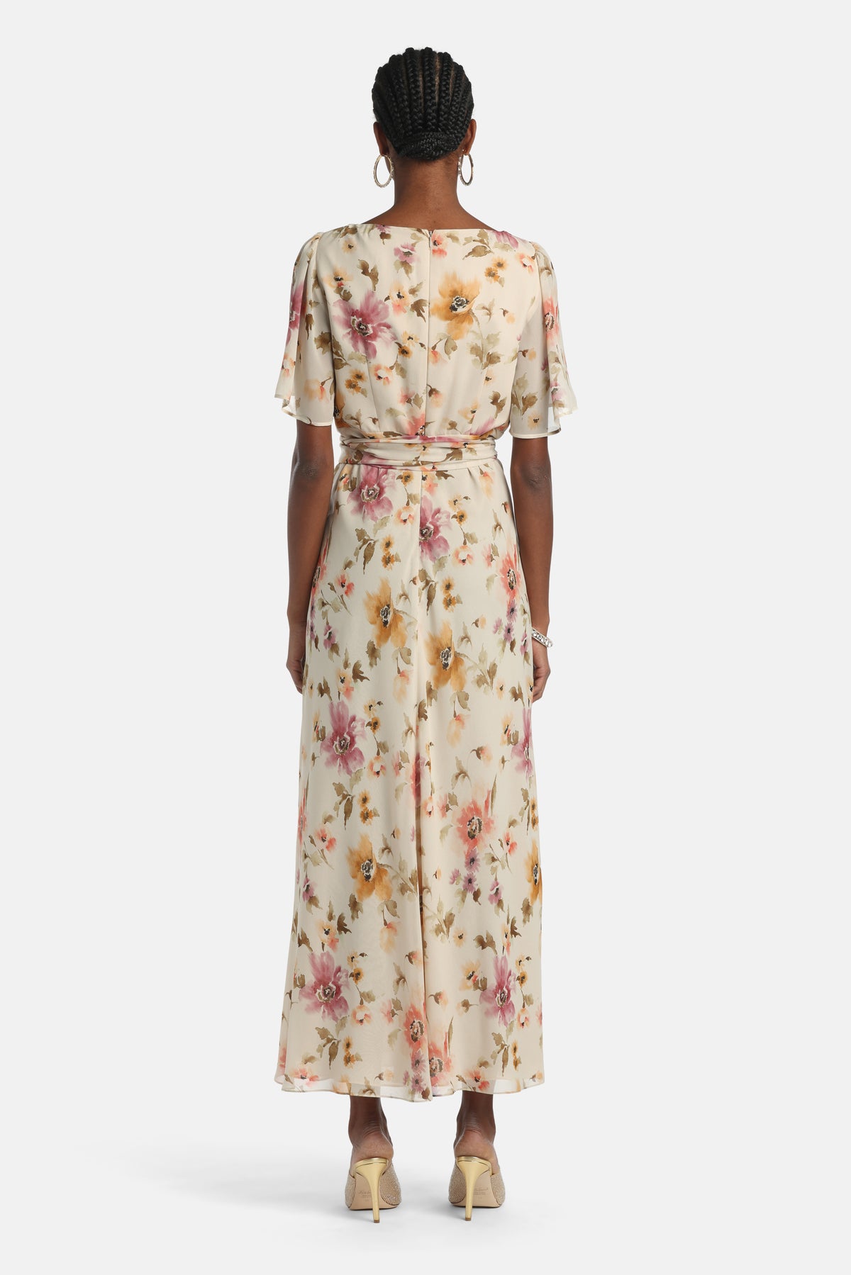 Panneggio Silk Gown in Ivory, view 2