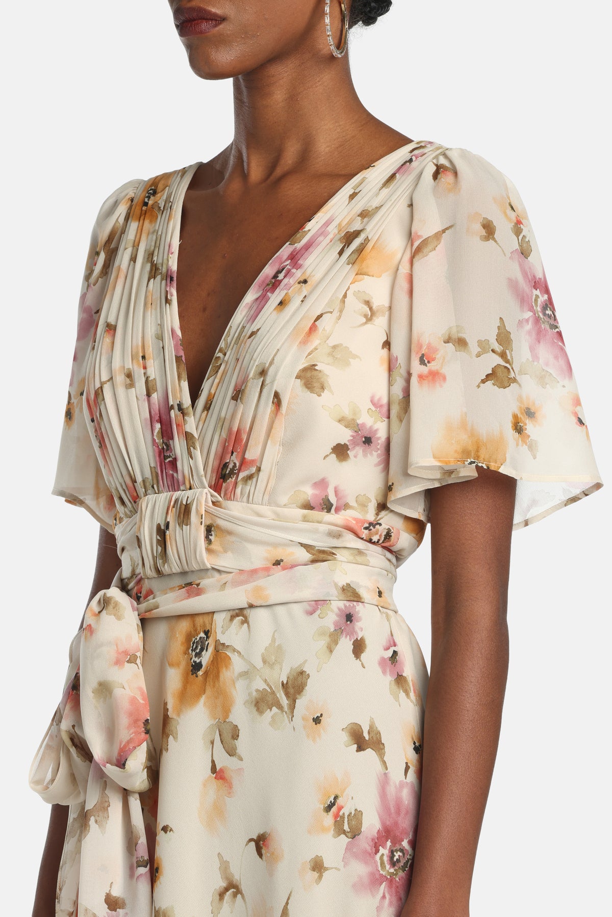 Panneggio Silk Gown in Ivory, view 3