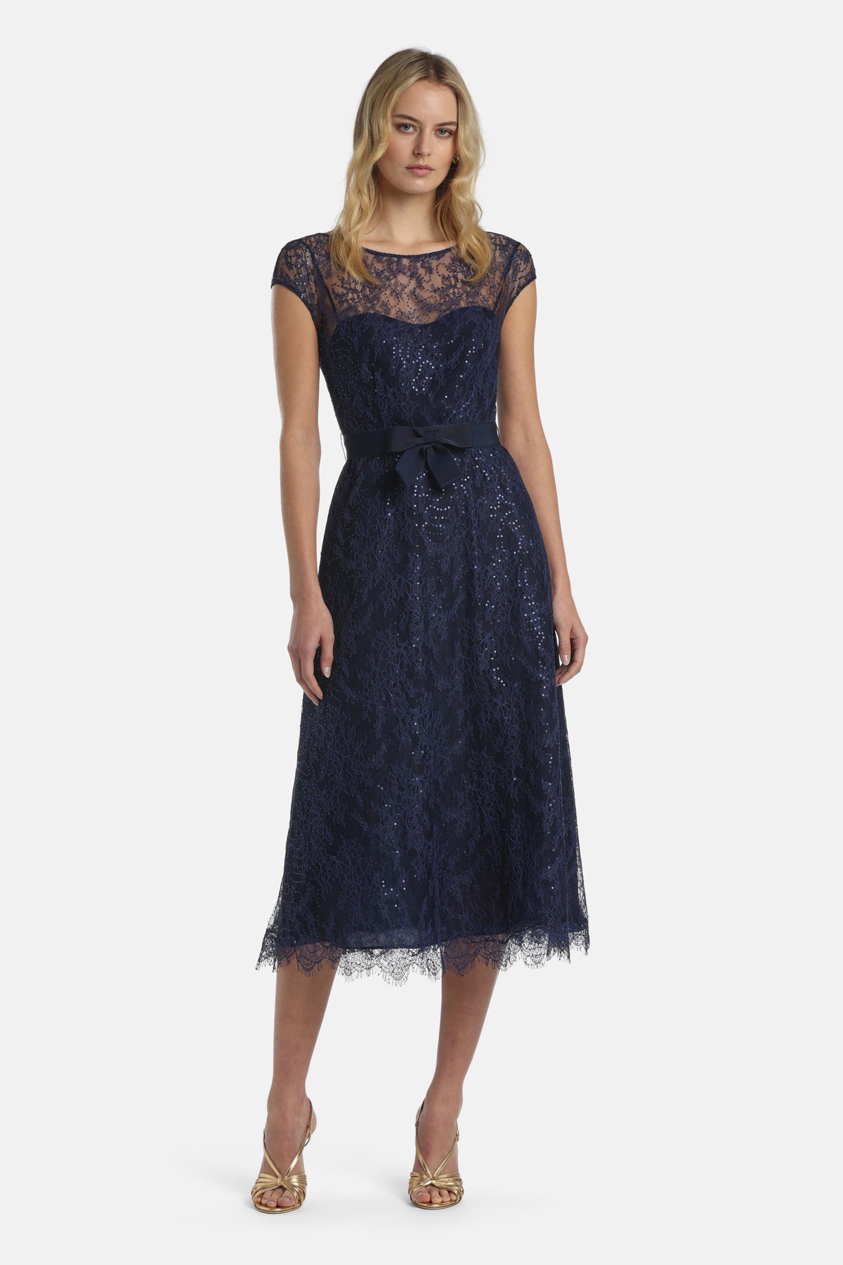 Priore Lace-Embellished Dress in Blue, primary view