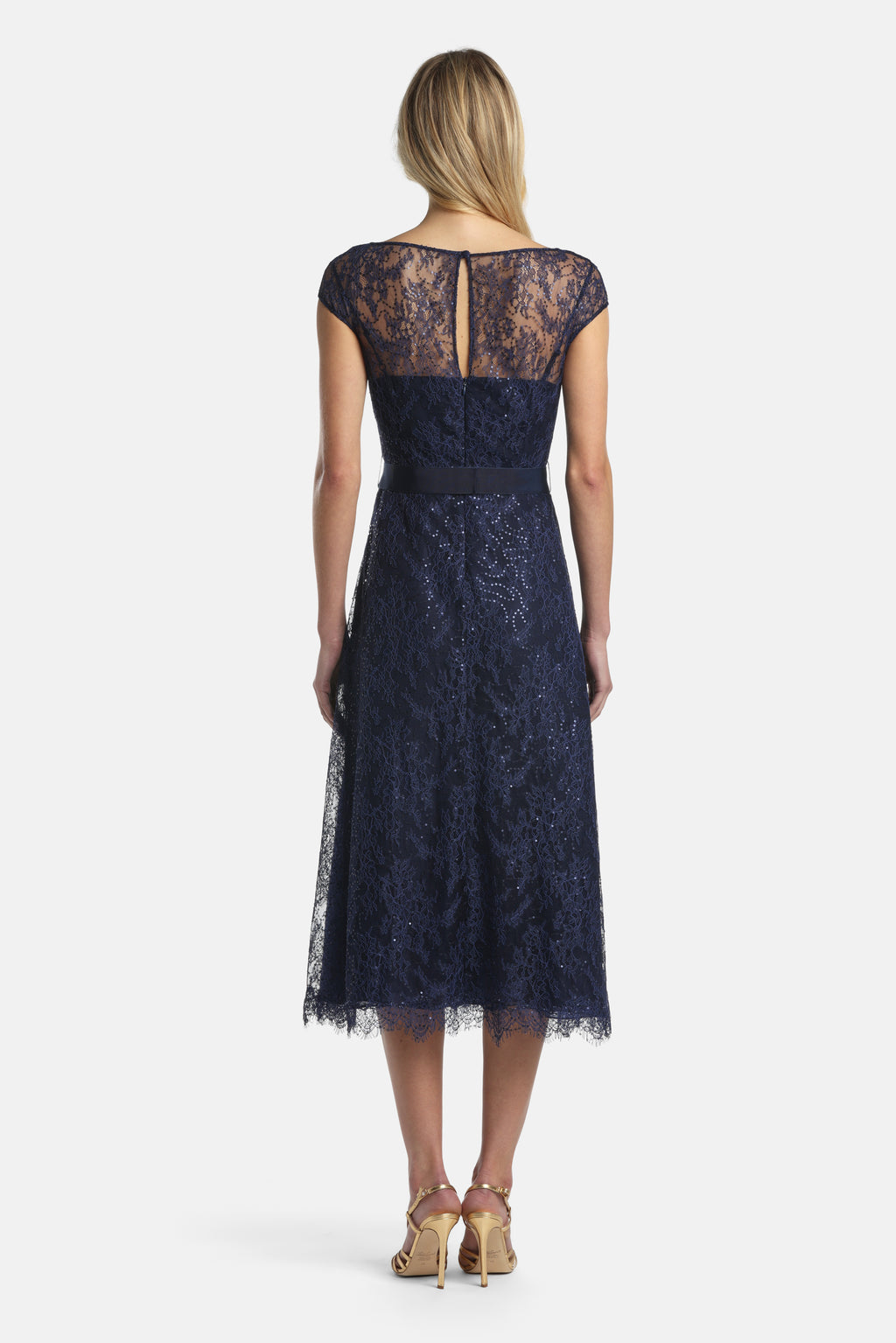Priore Lace-Embellished Dress in Blue, view 2