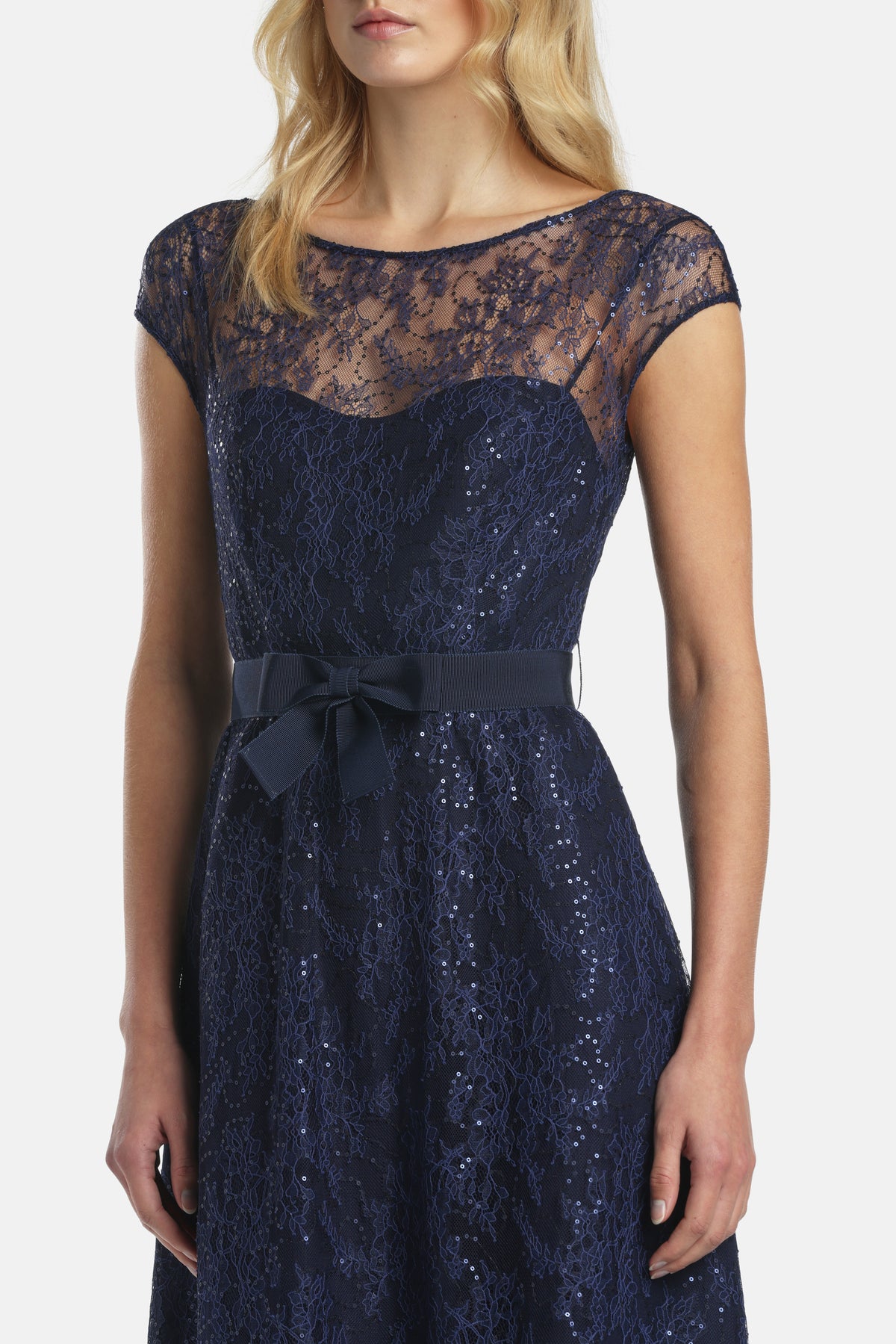 Priore Lace-Embellished Dress in Blue, view 3
