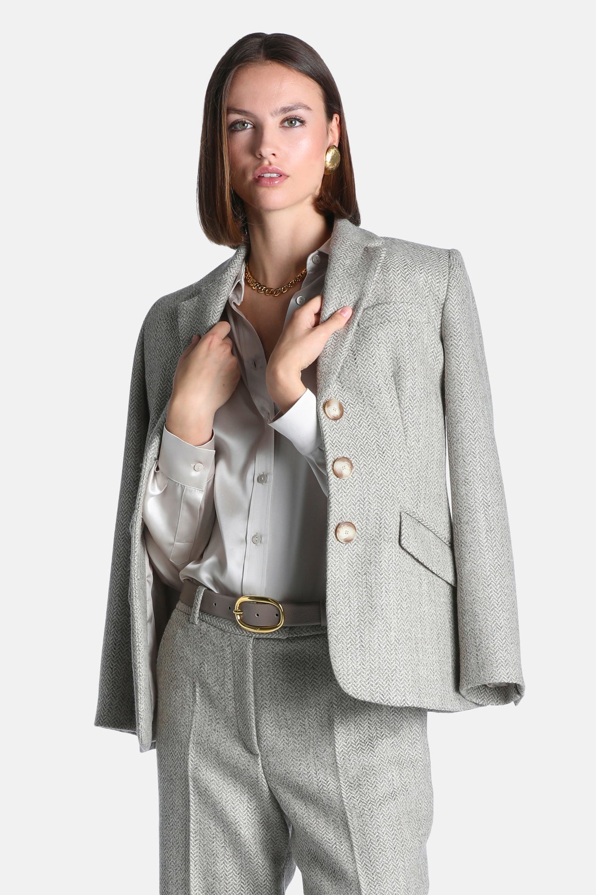 Sognatrice Pure Virgin Wool Blazer in Gray, primary view