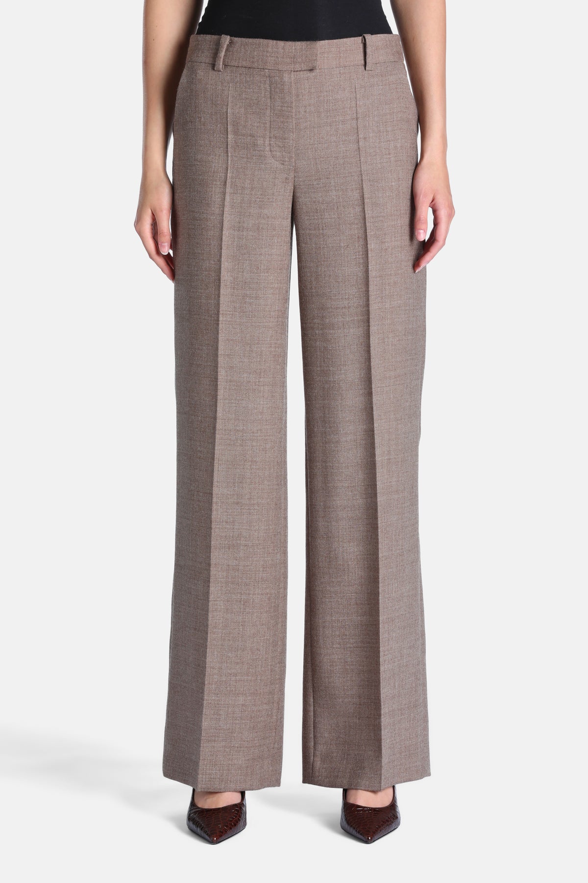Onesta Classic Regular-Fit Wool Pants in Mud Brown, primary view