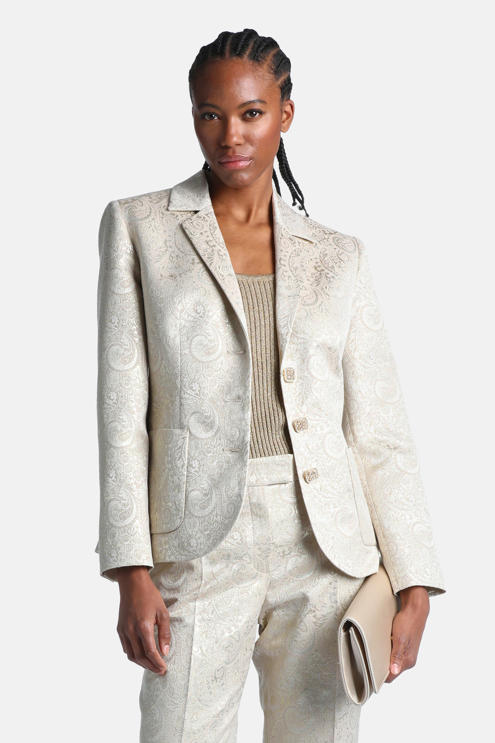 Column Brocade Blazer in Platinum, primary view [fp-color:platinum]