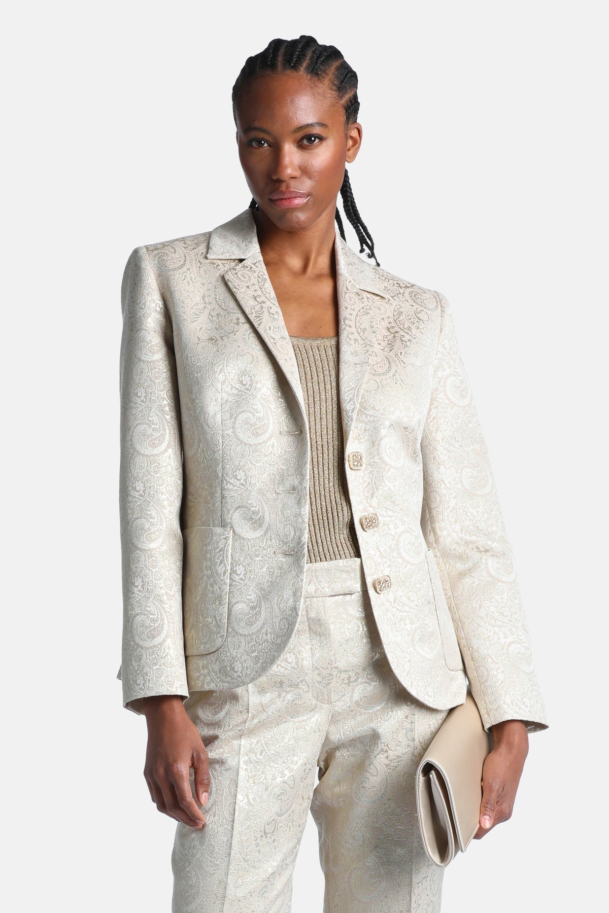 Suggestivo Brocade Blazer in Platinum, primary view