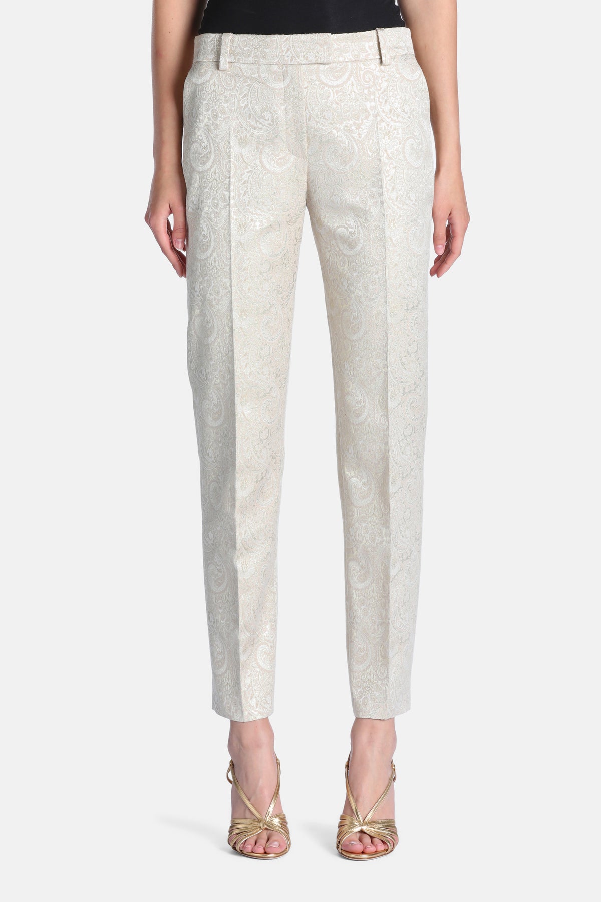 Ovada Slim-Fit Brocade Pants in Platinum, primary view