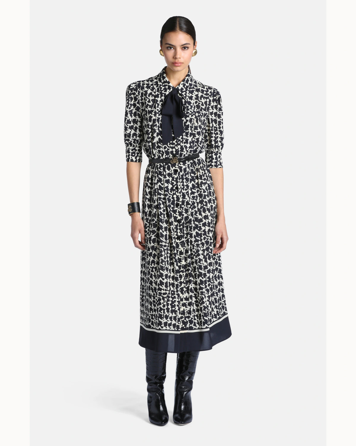 Celeste Dress in Black & Cream, primary view