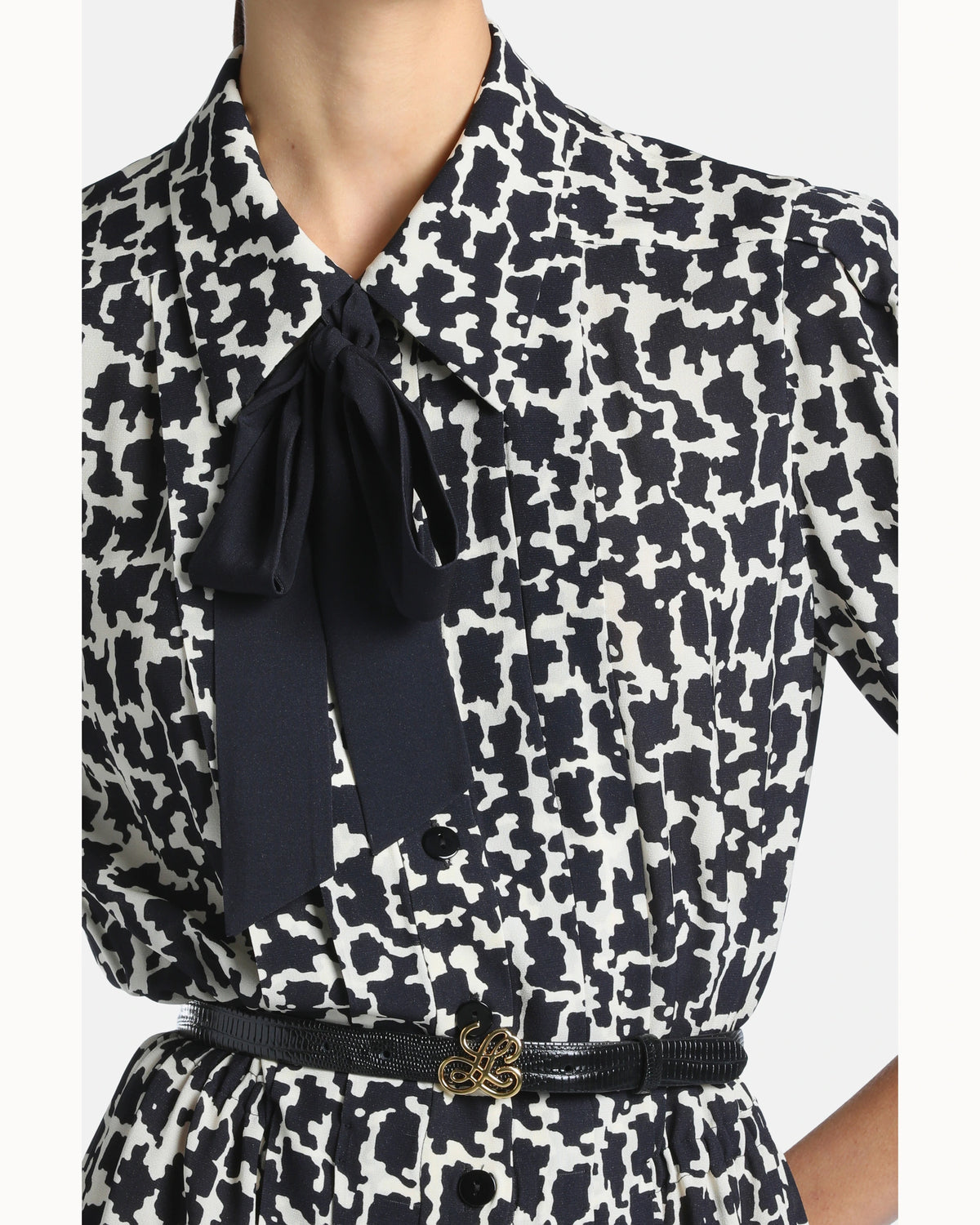 Celeste Dress in Black & Cream, view 3
