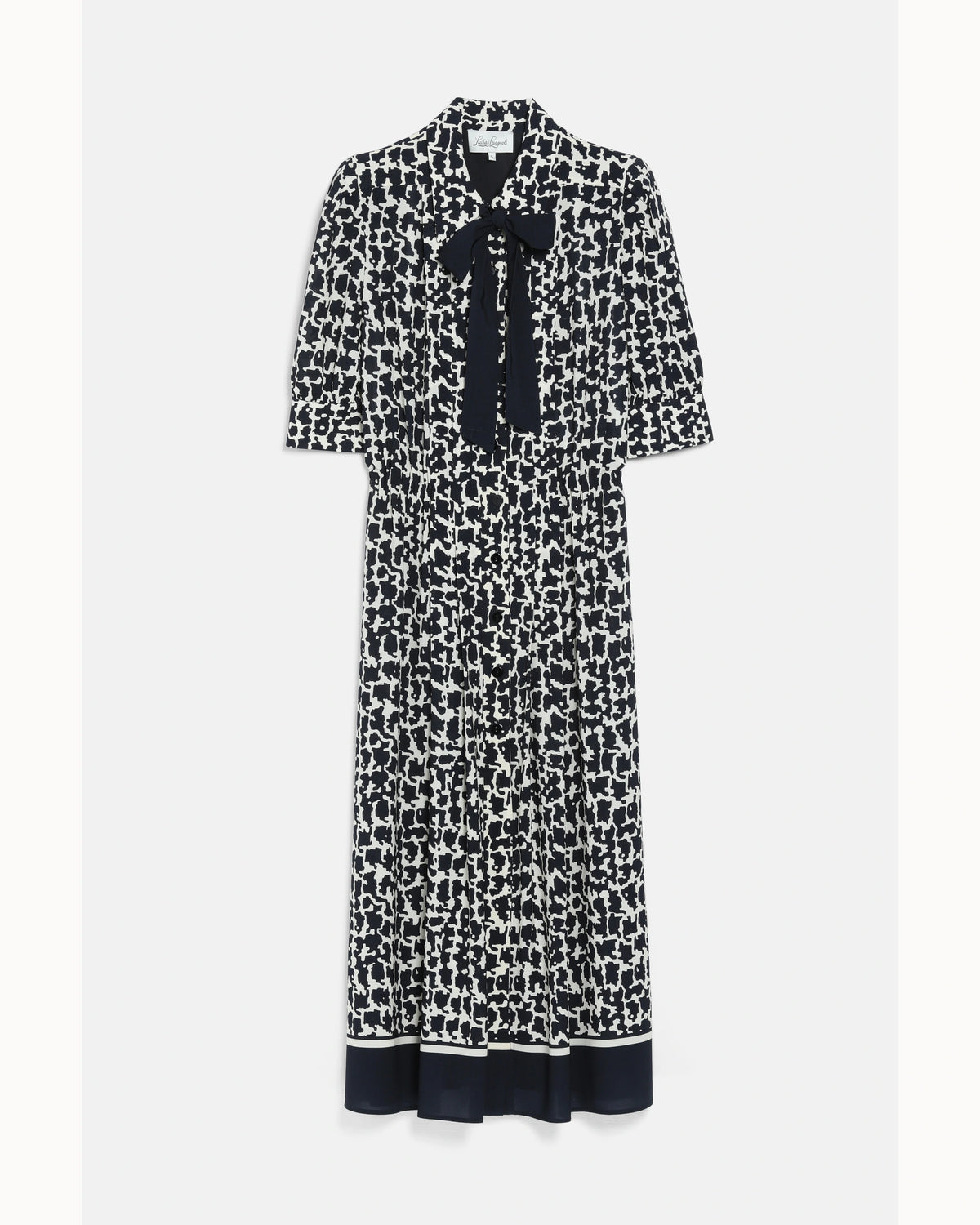 Celeste Dress in Black & Cream, view 5