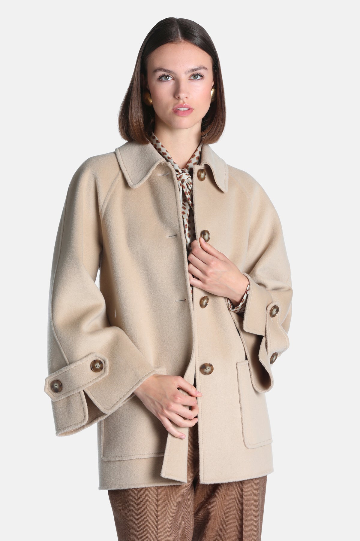 Soppalco Wool Peacoat in Beige, primary view