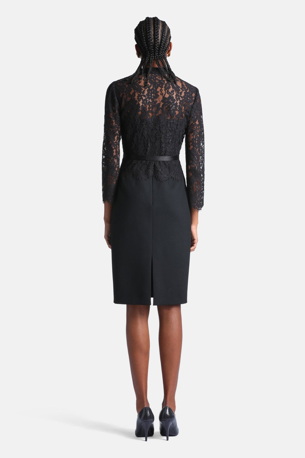 Ghiglia Midi Dress With Lace Bodice in Black, view 3