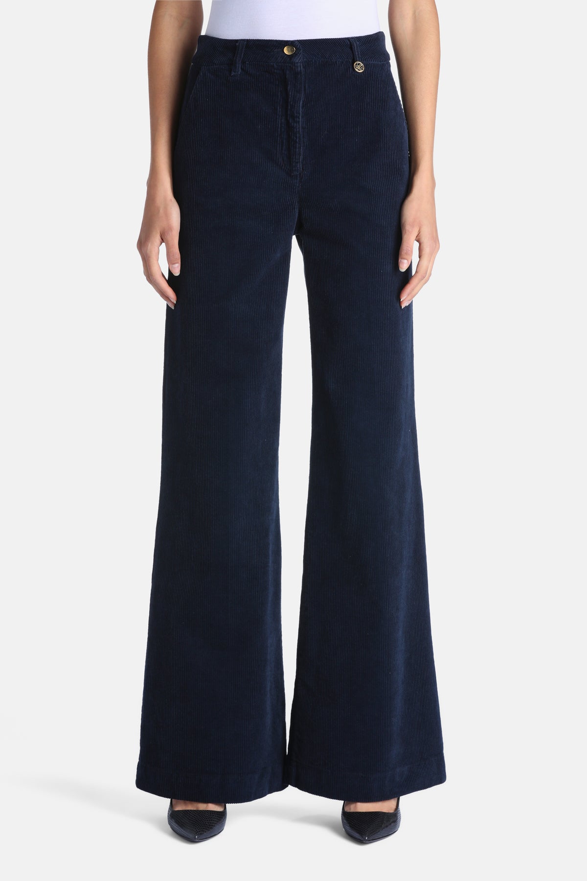 Olap Flared Corduroy Pants in Blue, primary view