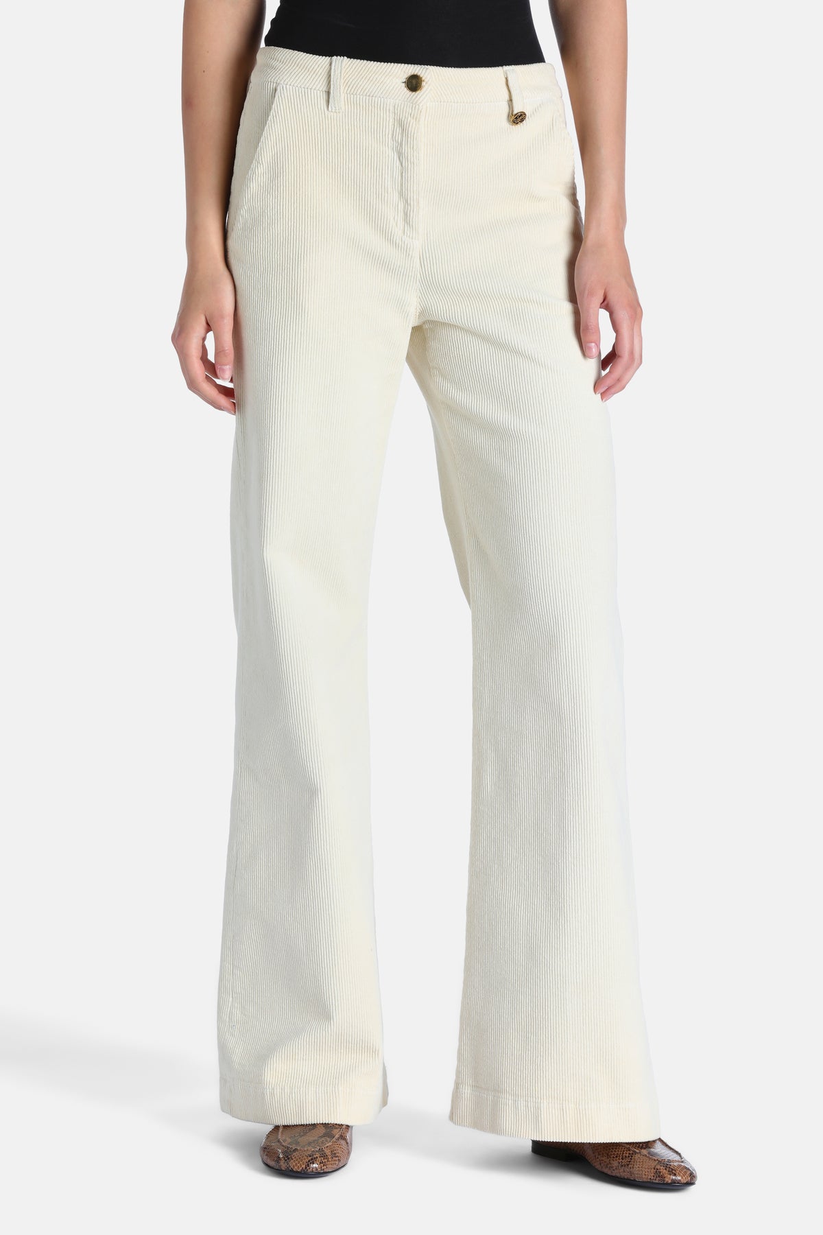 Olap Flared Corduroy Pants in Cream, primary view