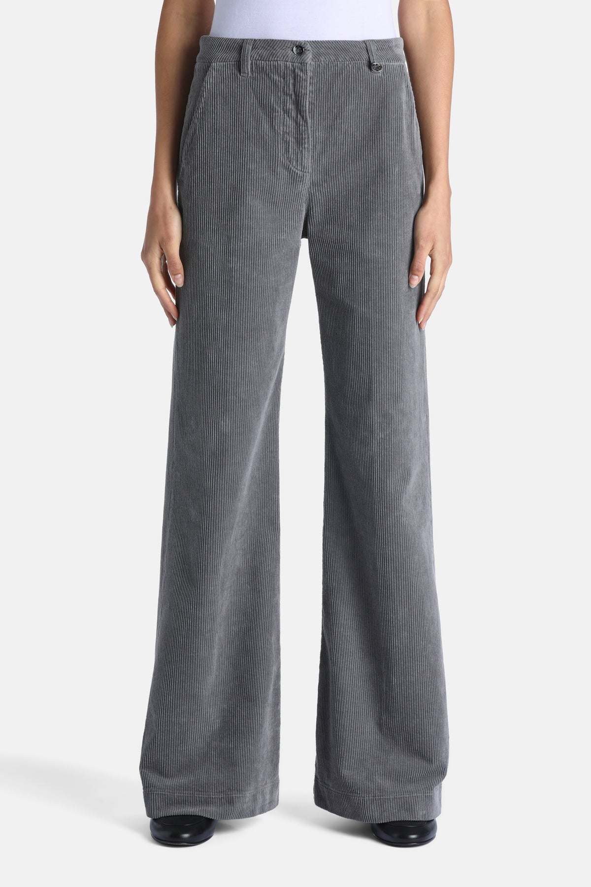 Olap Flared Corduroy Pants in Grey, primary view