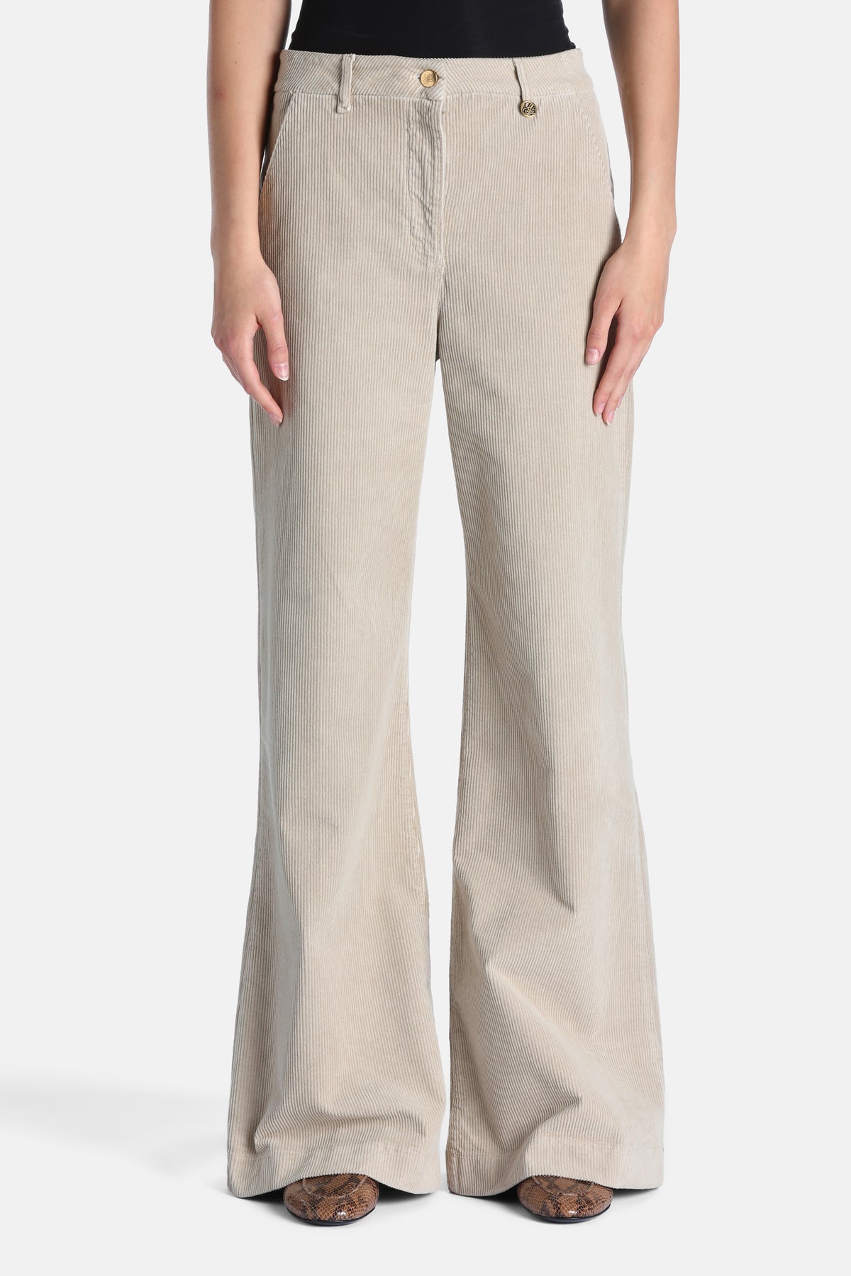 Olap Flared Corduroy Pants in Light Taupe, primary view