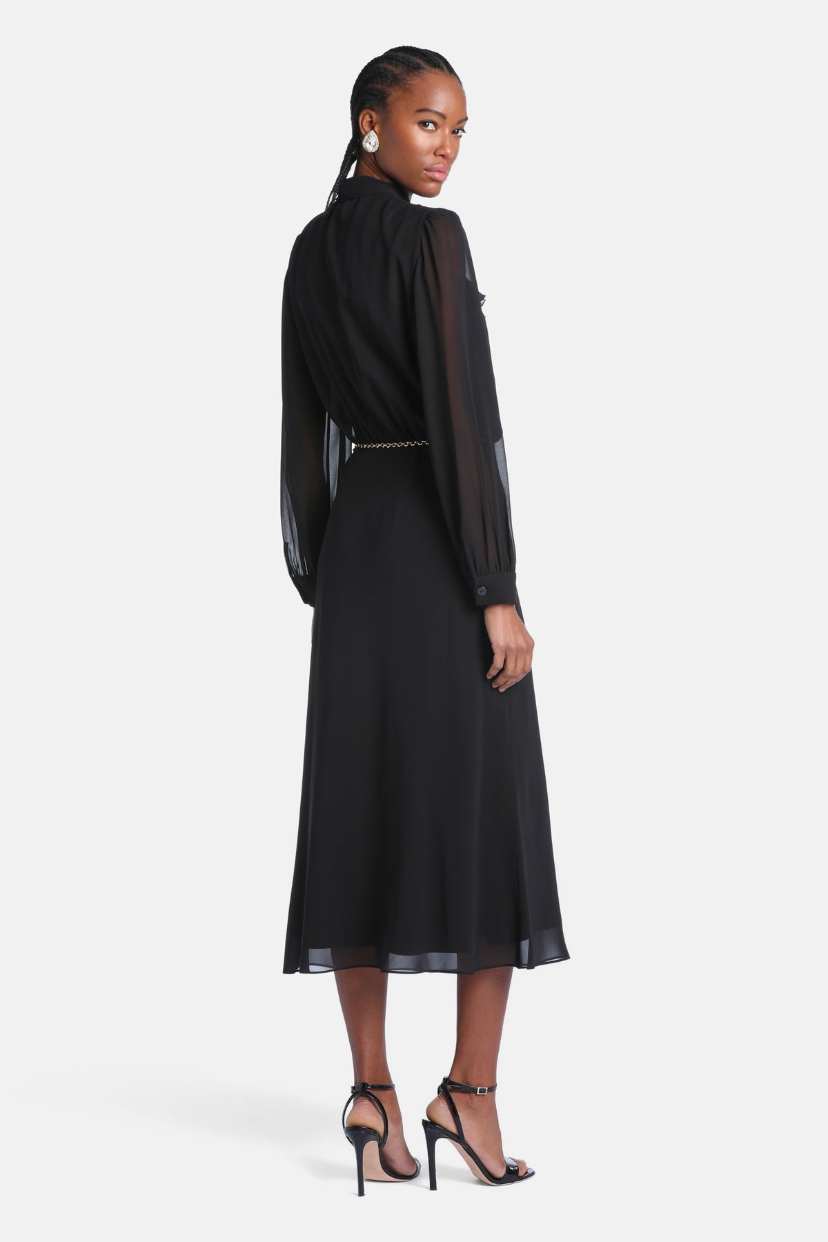 Gessica Silk Midi Dress in Black, view 2
