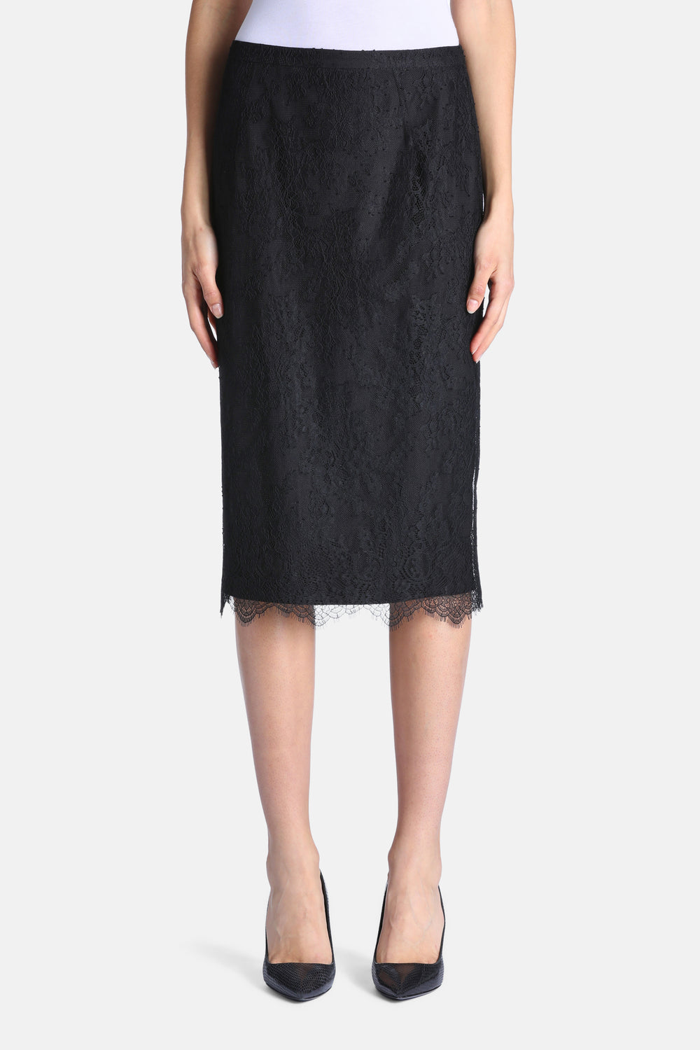 Faustin Lace Midi Skirt in Black, primary view [fp-color:black]