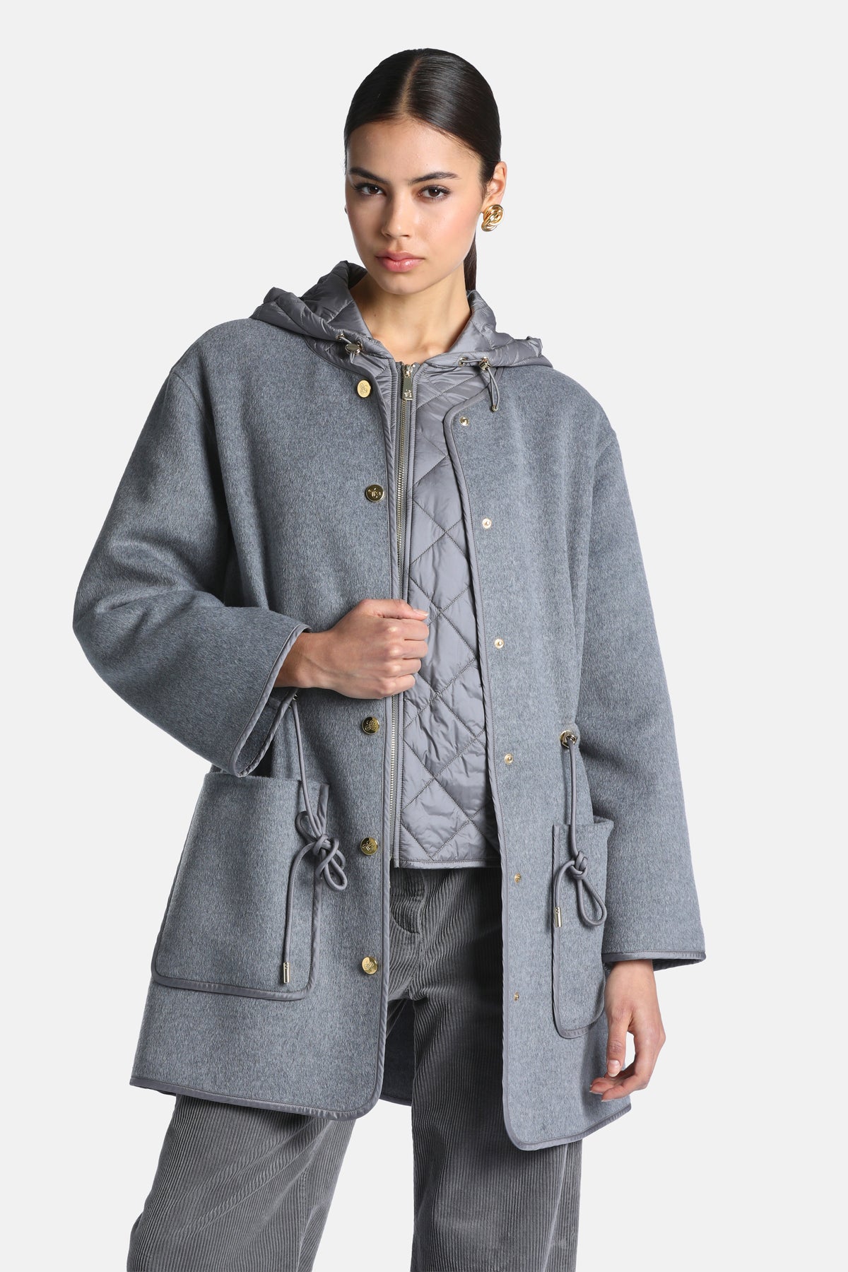 Strumento 2-In-1 Wool-Blend Parka in Melange Grey-Grey, primary view