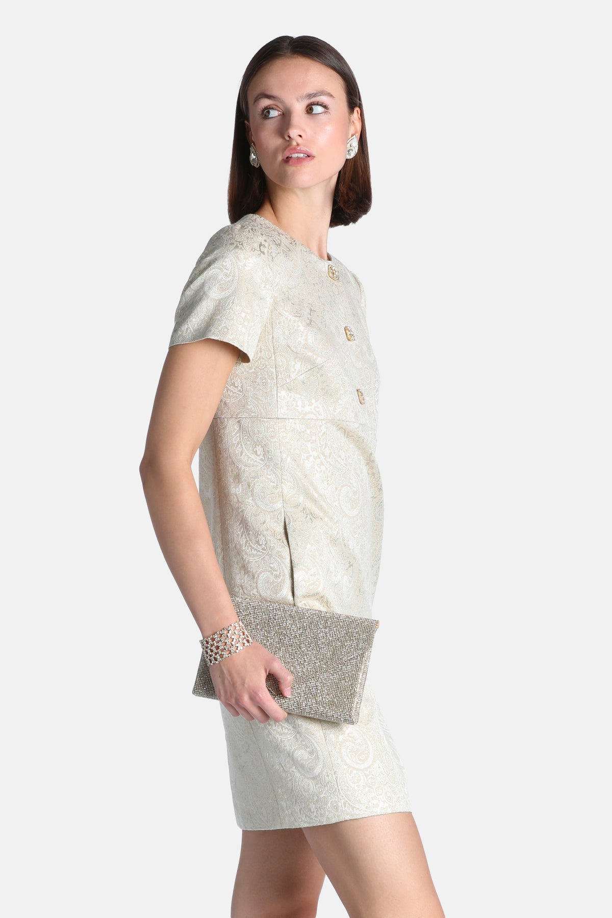 Guanina Brocade Minidress in Platinum, primary view