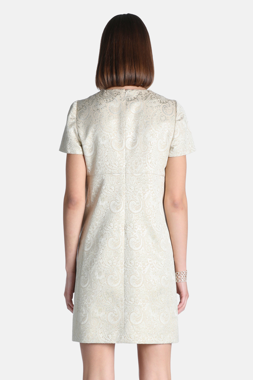 Guanina Brocade Minidress in Platinum, view 2