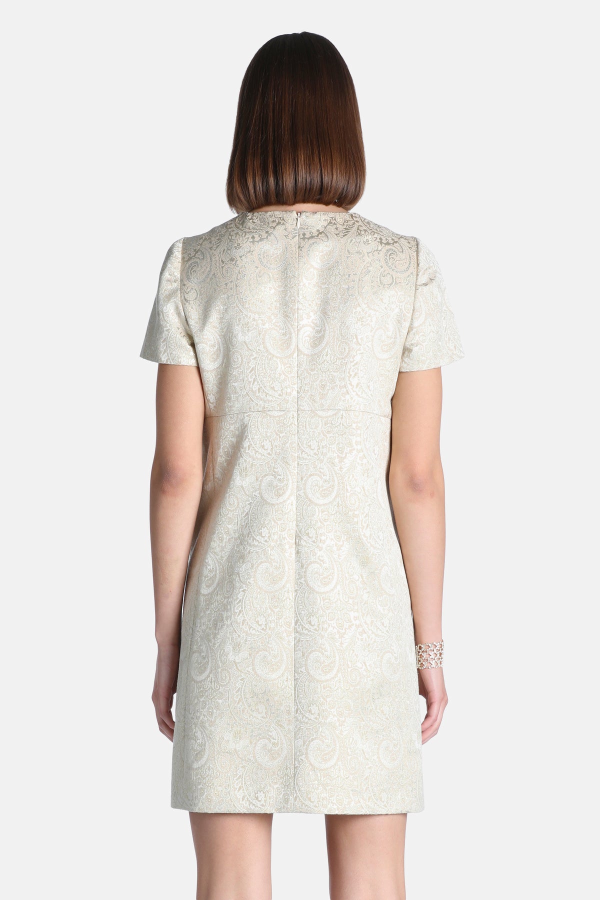 Guanina Brocade Minidress in Platinum, view 2
