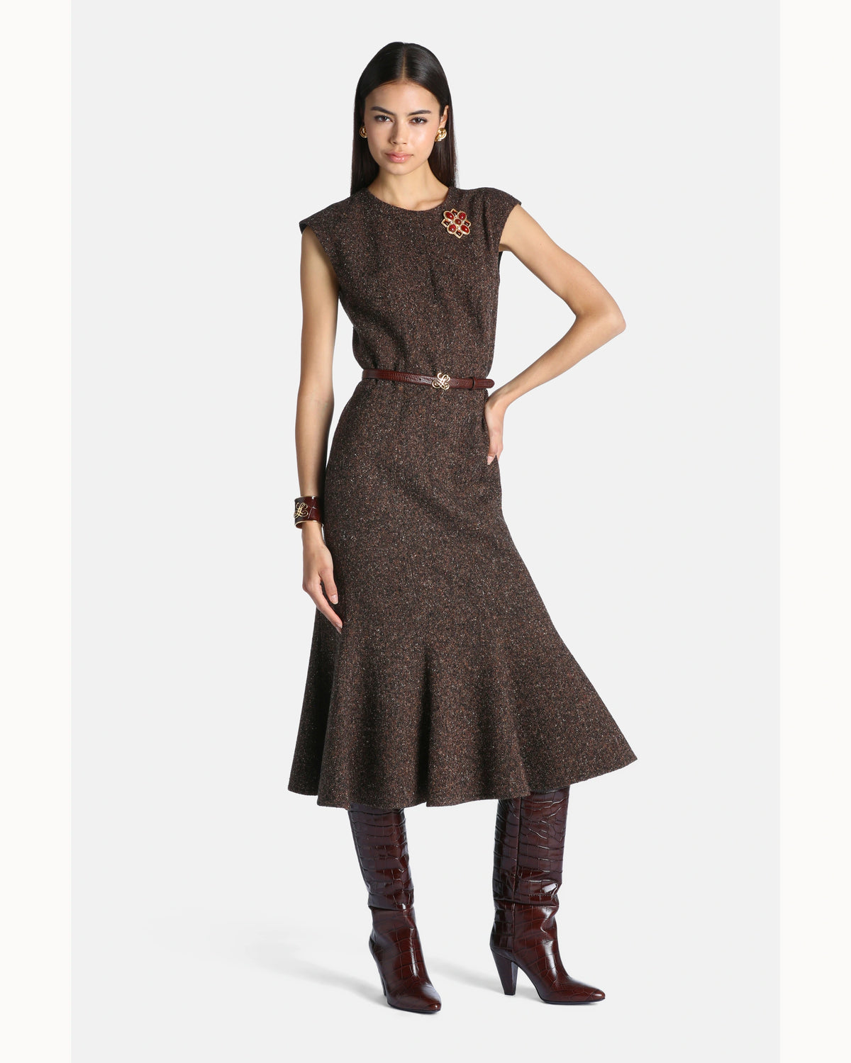 Noemi Dress in brown, primary view