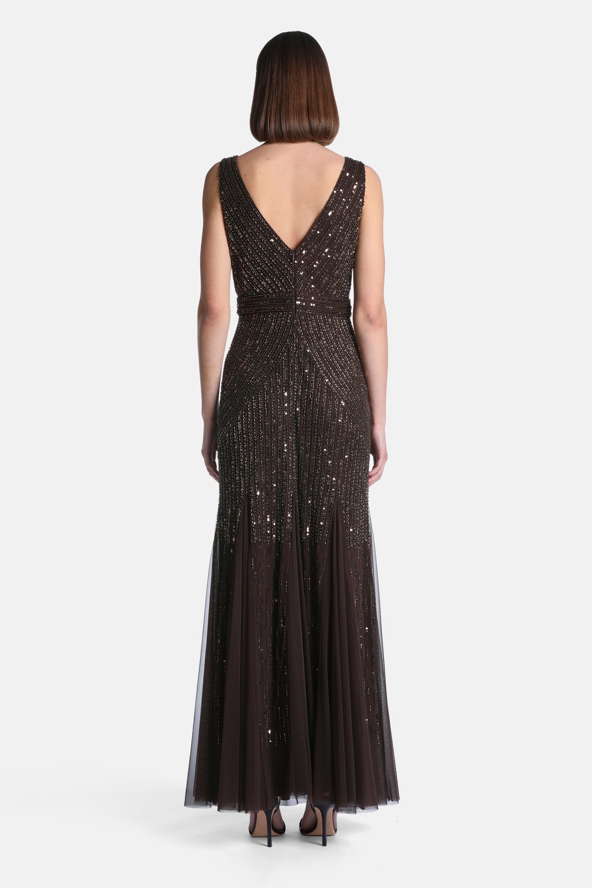 Gradis Maxi Dress With Appliqués in Gianduia Brown, view 2