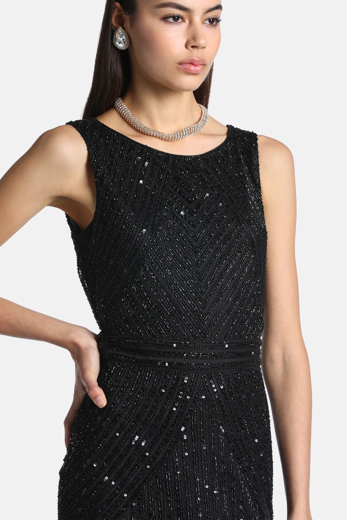 Gradis Maxi Dress With Appliqués in Black, view 3