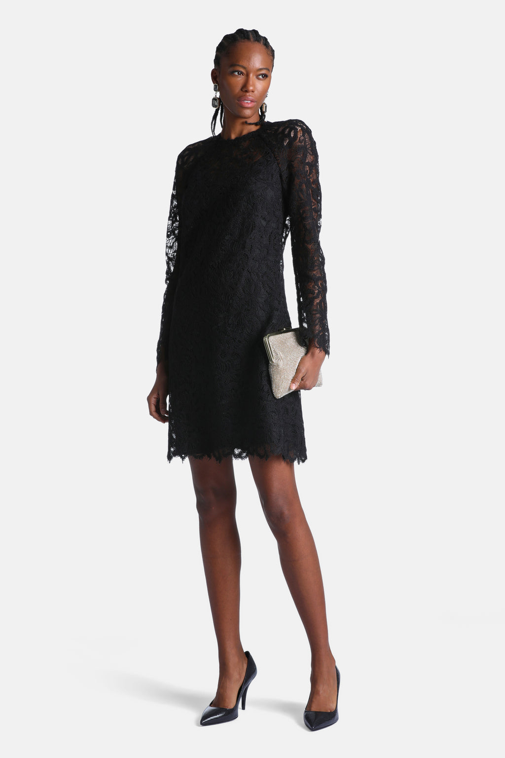 Gardana Lace Minidress in Black, primary view