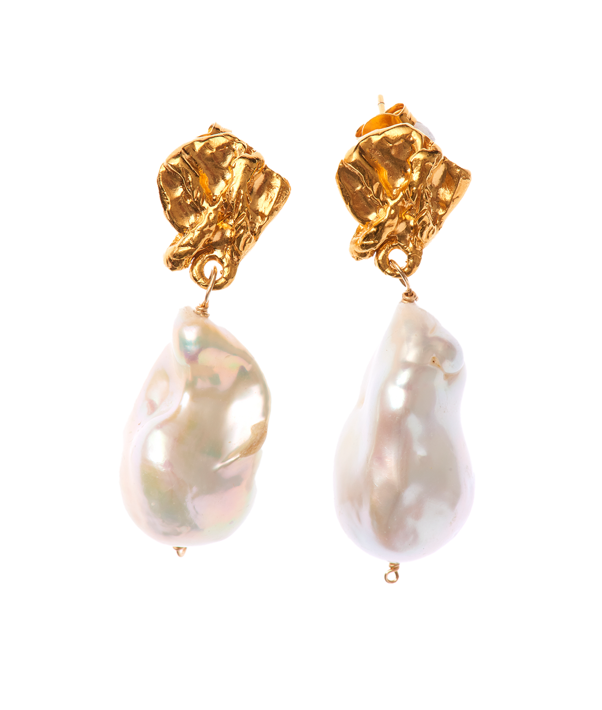 Halo Gold-Plated Bronze and Baroque Pearl Earrings, primary view