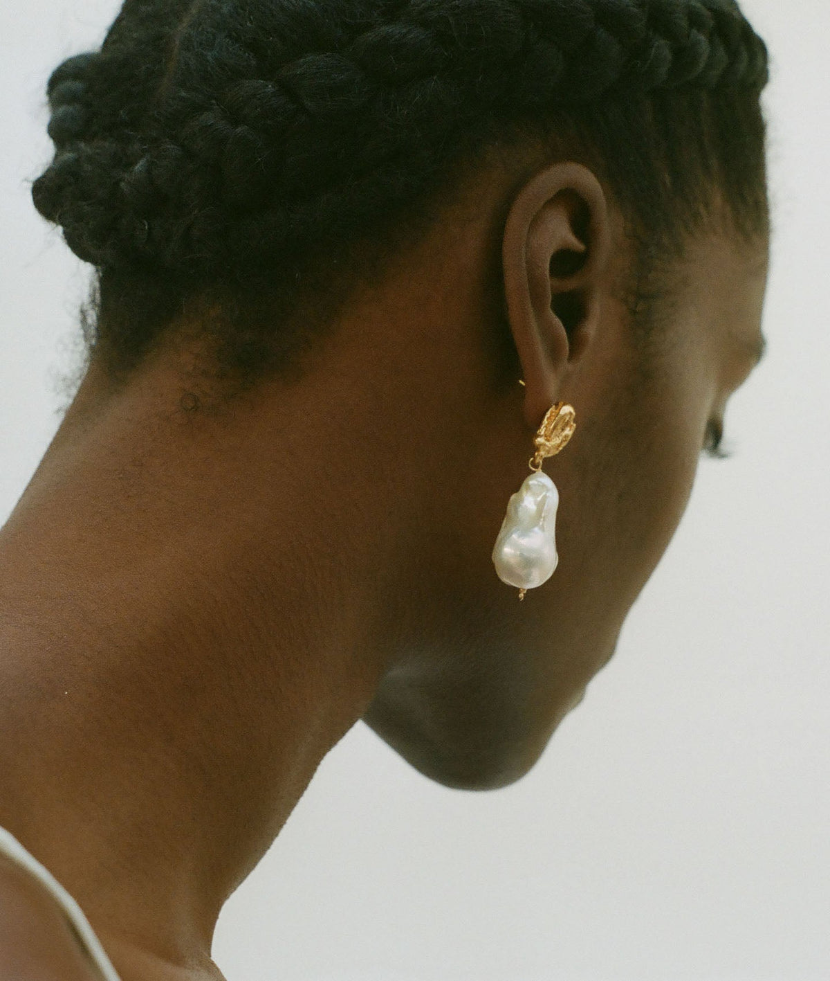 Halo Gold-Plated Bronze and Baroque Pearl Earrings, view 3 [fp-shared]