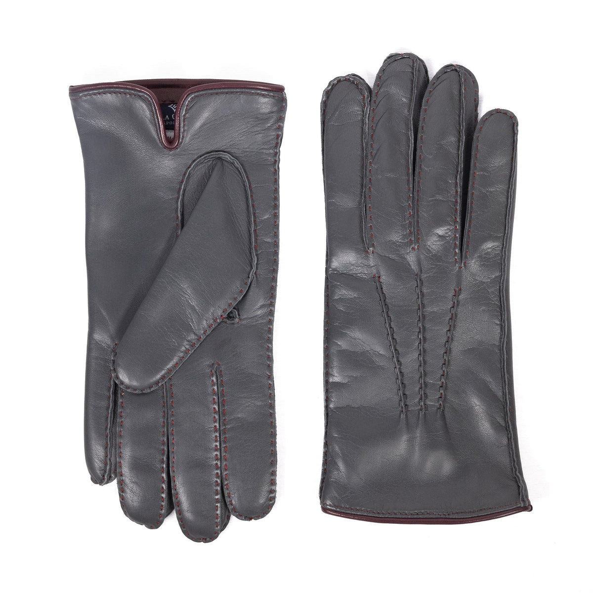 Meridian Hand-Stitched Nappa Gloves in Grey, view 2