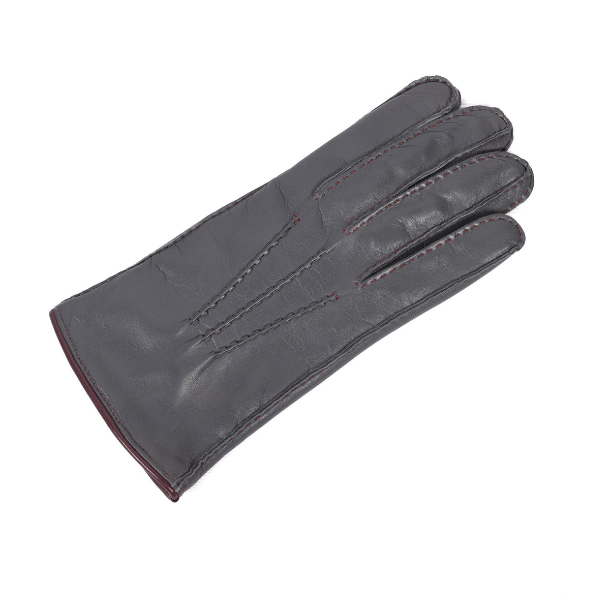 Meridian Hand-Stitched Nappa Gloves in Grey, view 3