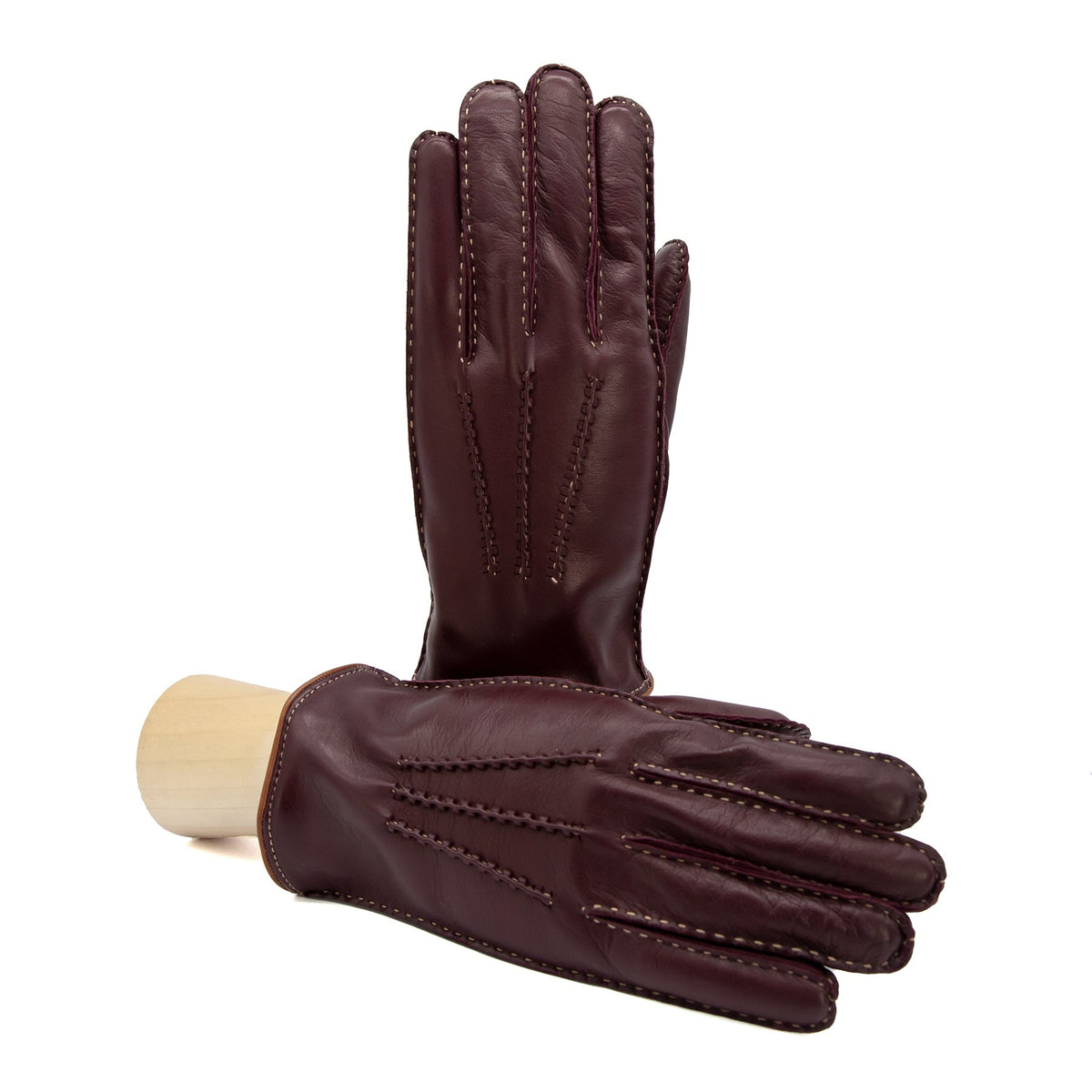 Meridian Hand-Stitched Nappa Gloves in Bordeaux, primary view