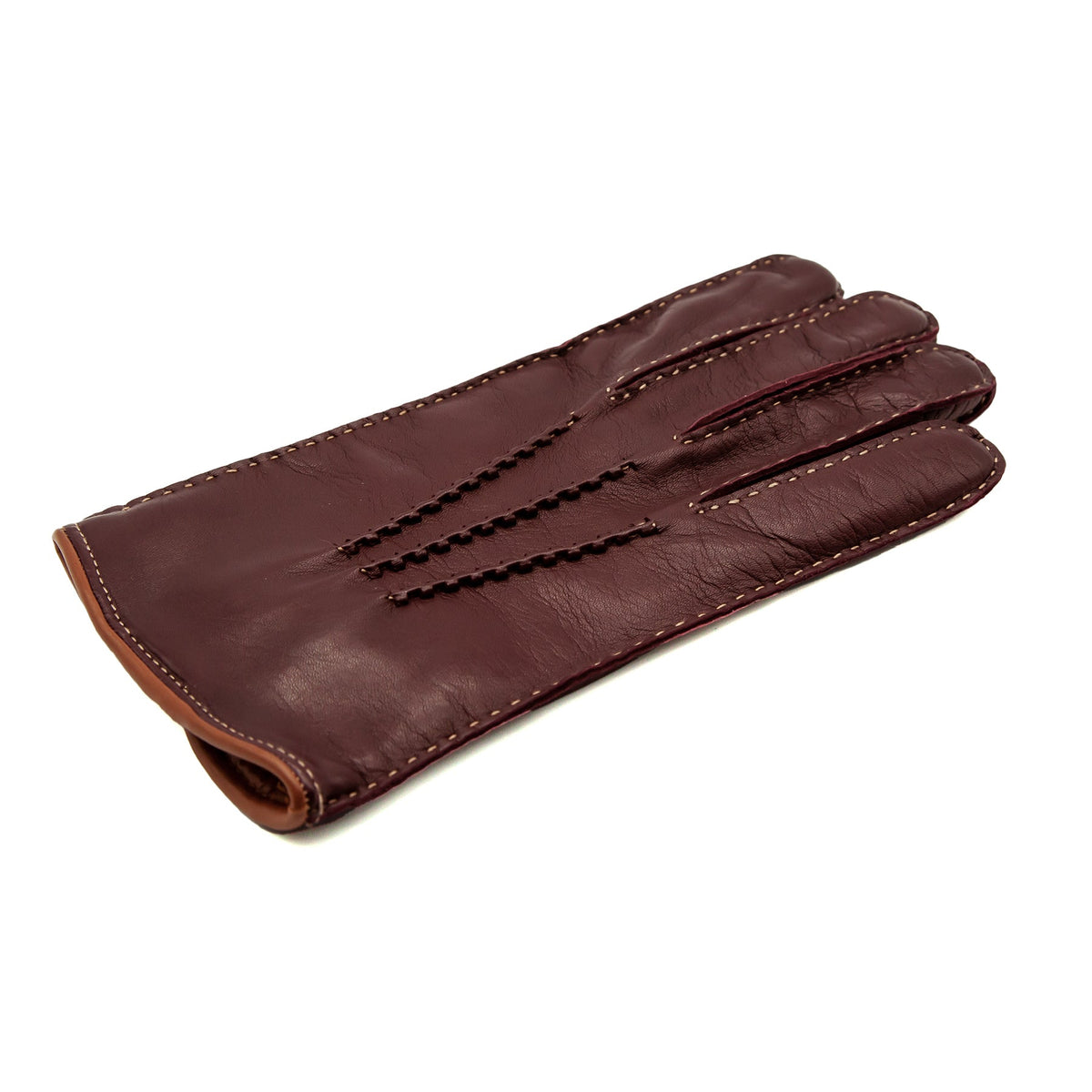 Meridian Hand-Stitched Nappa Gloves in Bordeaux, view 3
