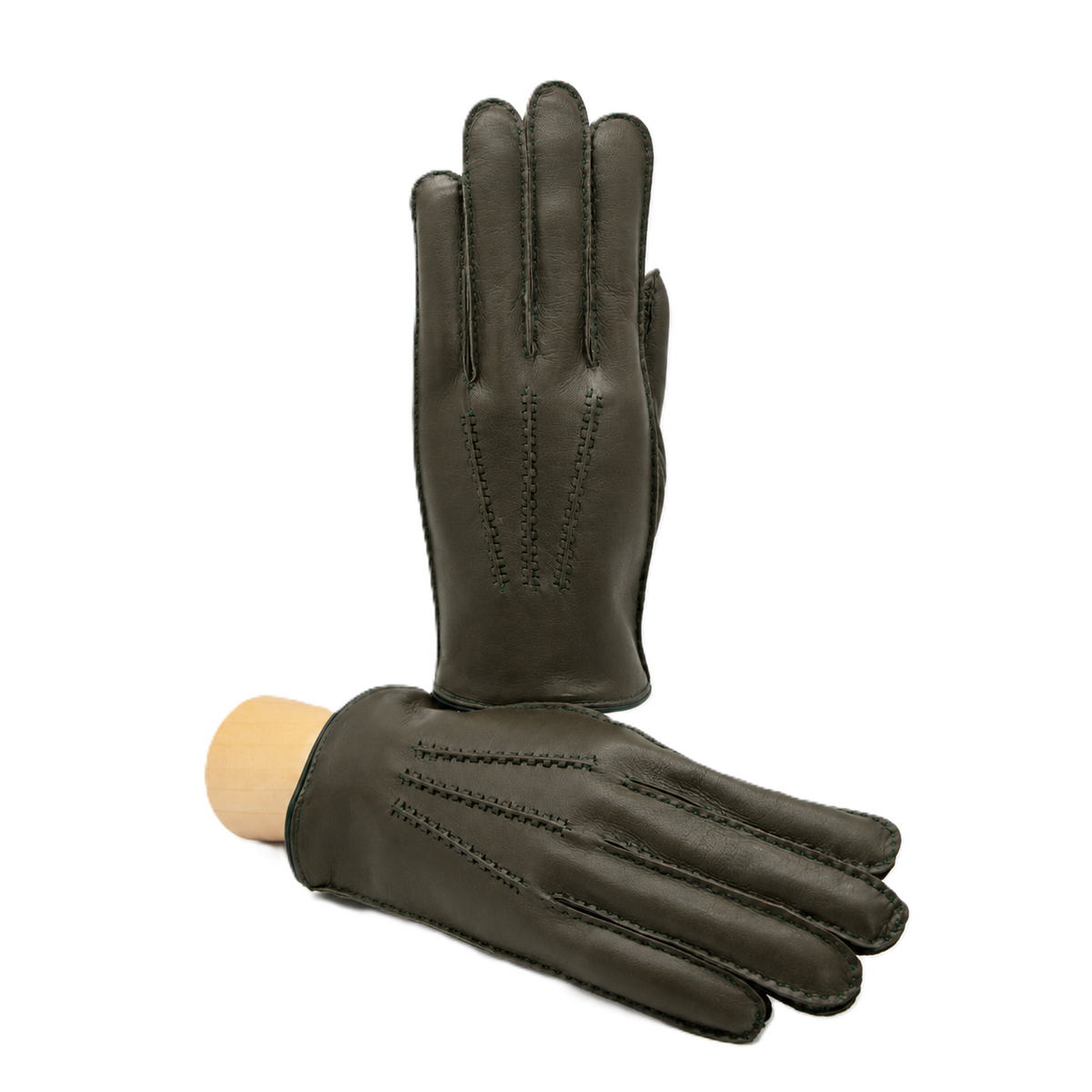 Meridian Hand-Stitched Nappa Gloves in Mud, primary view