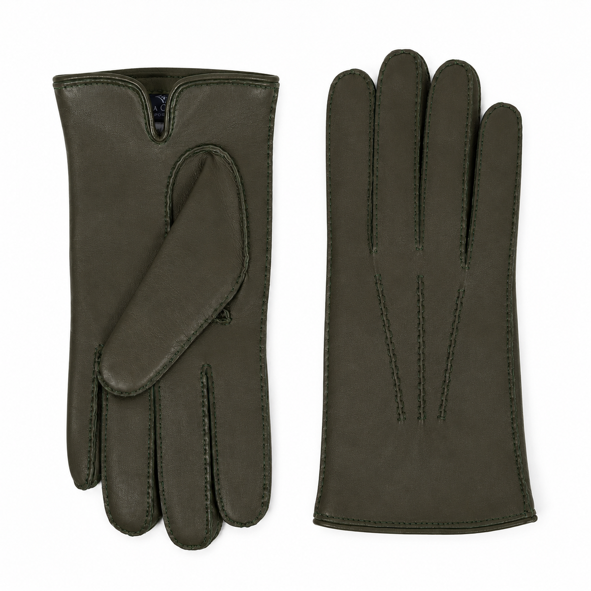 Meridian Hand-Stitched Nappa Gloves in Mud, view 2
