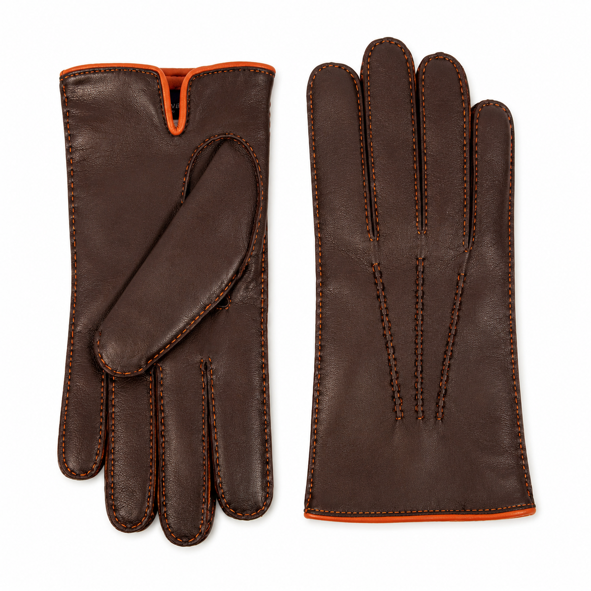 Meridian Hand-Stitched Nappa Gloves in Brown, view 2