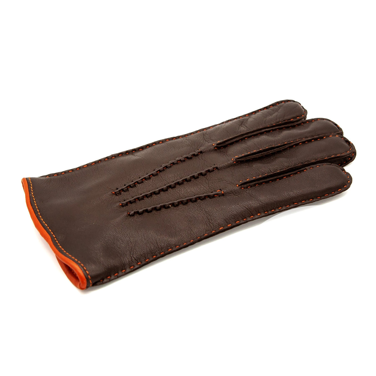 Meridian Hand-Stitched Nappa Gloves in Brown, view 3
