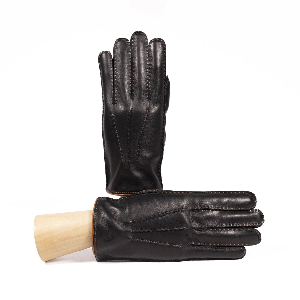 Meridian Hand-Stitched Nappa Gloves in Black, primary view