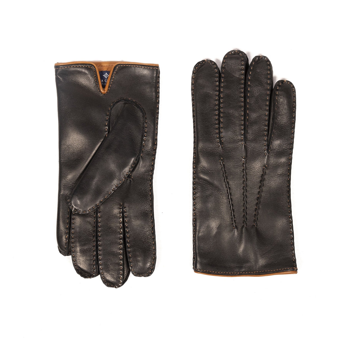 Meridian Hand-Stitched Nappa Gloves in Black, view 2