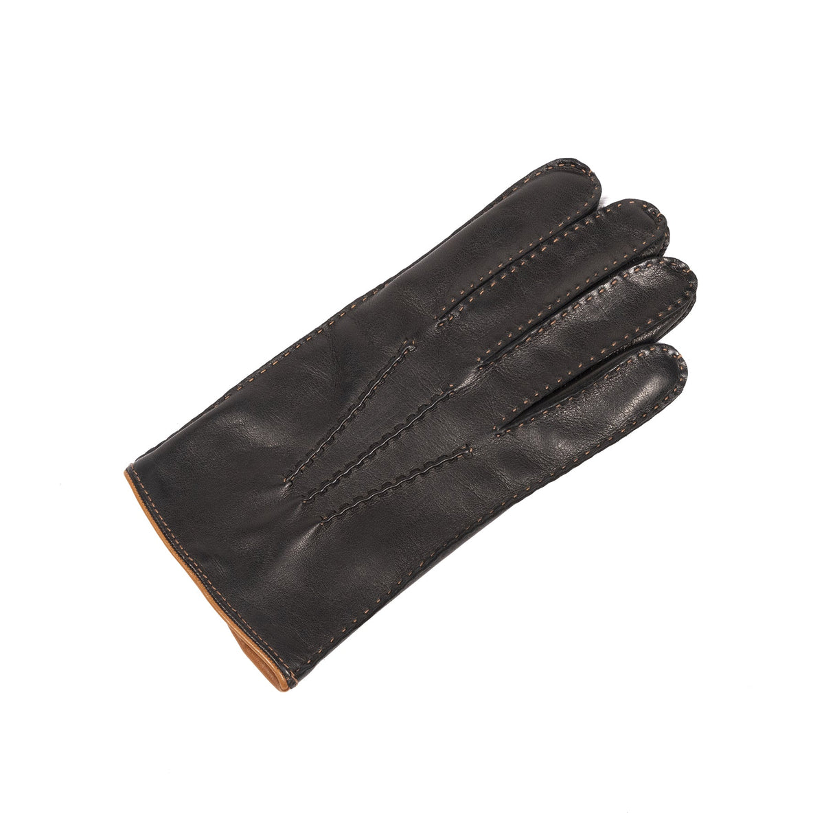 Meridian Hand-Stitched Nappa Gloves in Black, view 3